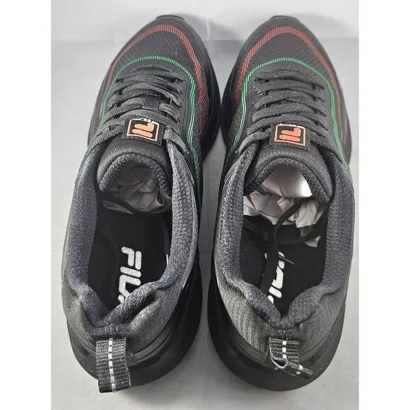 Fila Mens Athletic Sneakers Black/Red/Green Size 8.5