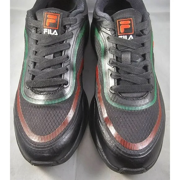 Fila Mens Athletic Sneakers Black/Red/Green Size 8.5