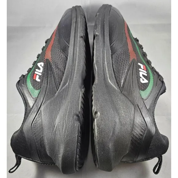 Fila Mens Athletic Sneakers Black/Red/Green Size 8.5