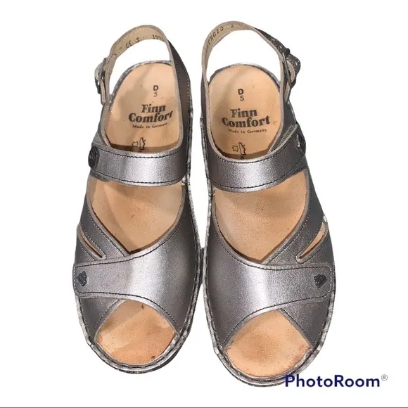 Finn Comfort Santorin Smog Corten Leather Sandals 7.5