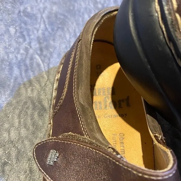 Finn Comfort Shoes Mary Janes Made in Germany Brown Soft Leather Womens Size 7.5