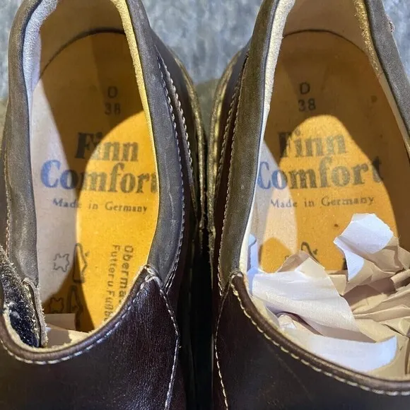 Finn Comfort Shoes Mary Janes Made in Germany Brown Soft Leather Womens Size 7.5