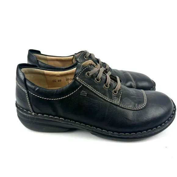 Finn Lexington Comfort Shoes Womens 9.5 Black Leather Lace Up Mens 7.5 EU 40