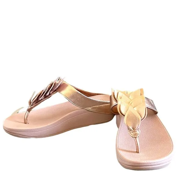 Fitflop Fino Rose Gold Leaf Sandals Size 6