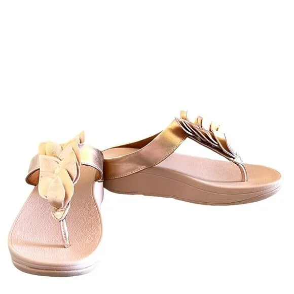 Fitflop Fino Rose Gold Leaf Sandals Size 6