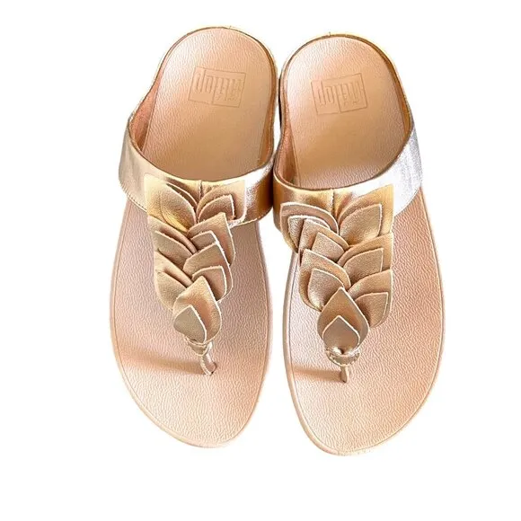 Fitflop Fino Rose Gold Leaf Sandals Size 6