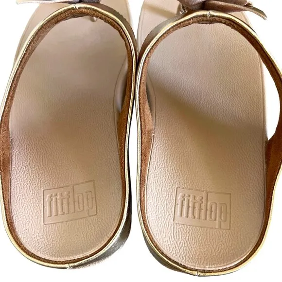 Fitflop Fino Rose Gold Leaf Sandals Size 6