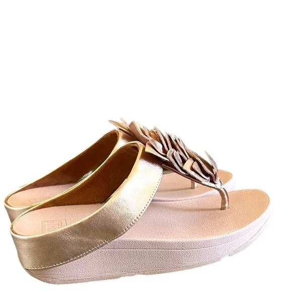 Fitflop Fino Rose Gold Leaf Sandals Size 6