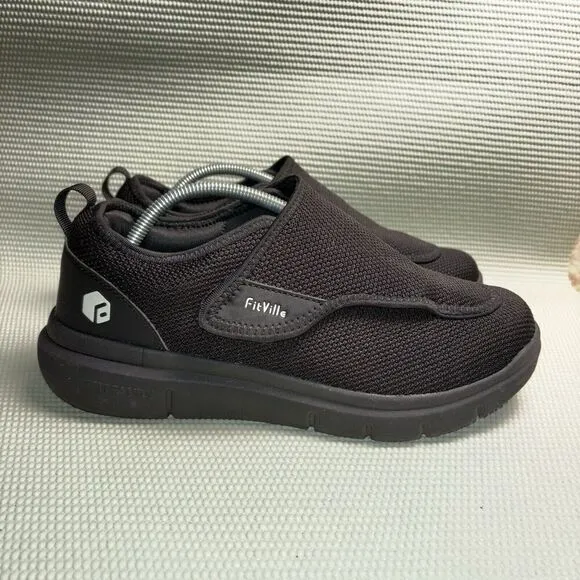 Fitville EasyTop Wings V2 Diabetic Comfort Shoes Sneakers Mens Size 10.5EW Black