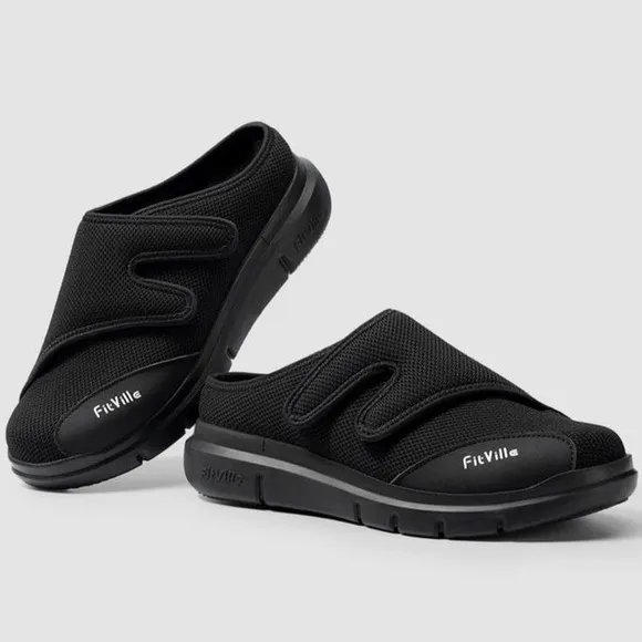 FitVille Men's Diabetic Shoes Slip-On Mules for Swollen Feet Adjustable 15EW