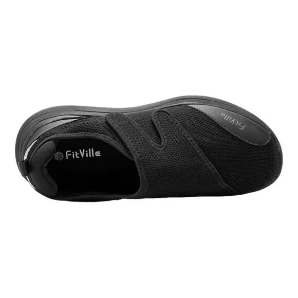 FitVille UNISEX EasyTop Diabetic Shoes MEN 5.5 Women’s 7 Black NWT $79