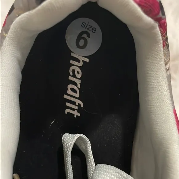 Floral Pink and Gray Therafit’s Paloma Sneakers with Supportive Sole
