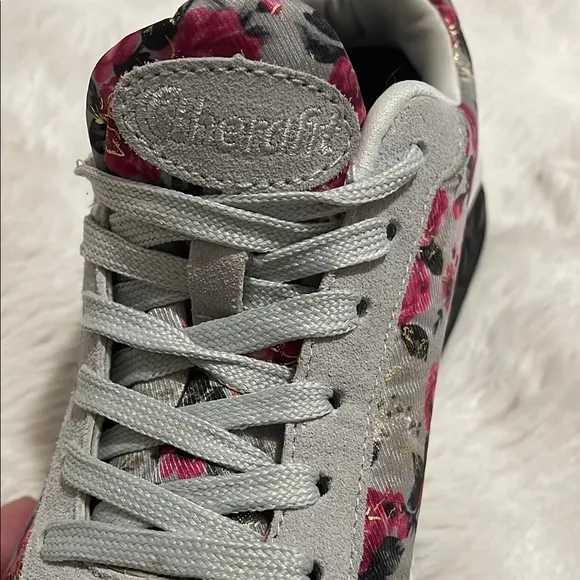 Floral Pink and Gray Therafit’s Paloma Sneakers with Supportive Sole