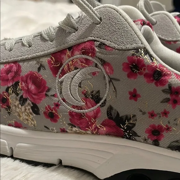 Floral Pink and Gray Therafit’s Paloma Sneakers with Supportive Sole