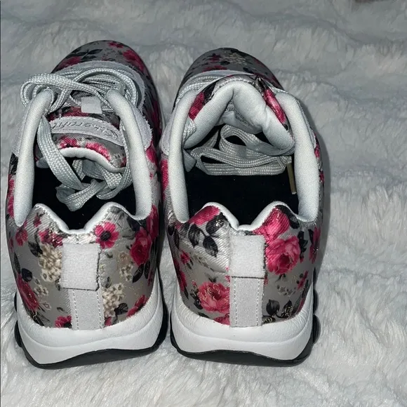 Floral Pink and Gray Therafit’s Paloma Sneakers with Supportive Sole