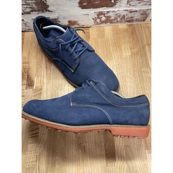 Foot Joy Club Classics Lace Up Shoes Sz 12M Men’s Blue Suede Golf Blue Insoles