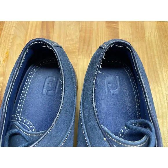 Foot Joy Club Classics Lace Up Shoes Sz 12M Men’s Blue Suede Golf Blue Insoles