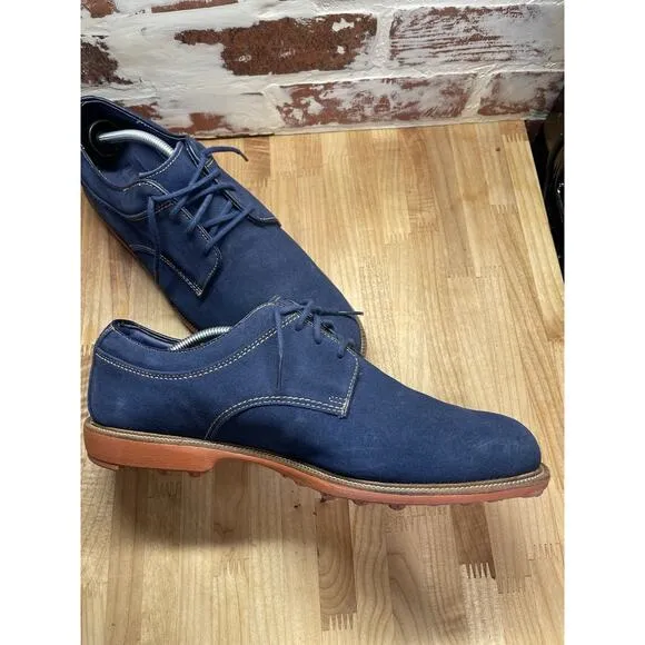 Foot Joy Club Classics Lace Up Shoes Sz 12M Men’s Blue Suede Golf Blue Insoles