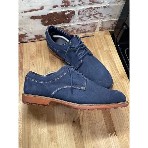 Foot Joy Club Classics Lace Up Shoes Sz 12M Men’s Blue Suede Golf Blue Insoles