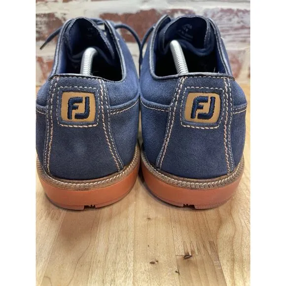 Foot Joy Club Classics Lace Up Shoes Sz 12M Men’s Blue Suede Golf Blue Insoles