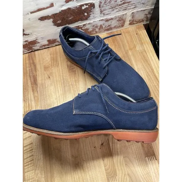 Foot Joy Club Classics Lace Up Shoes Sz 12M Men’s Blue Suede Golf Blue Insoles