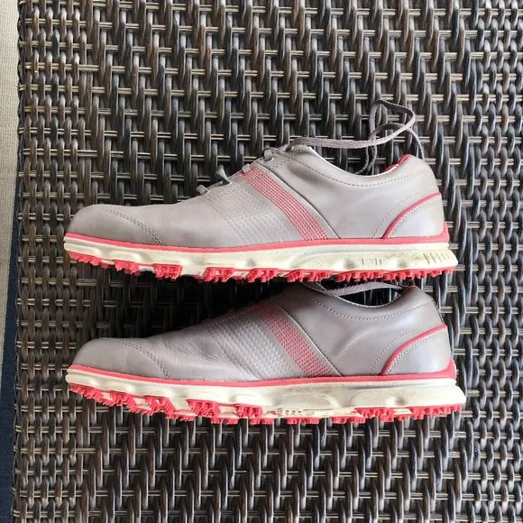 FOOT JOY Men's Gray &amp; Red DryJoys Tour 53663 Spikeless Golf Shoes - Size 11 MED