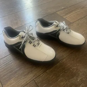 Foot Joy Youth Junior GJ Golf Shoes Black White Leather Like New Size 4 M