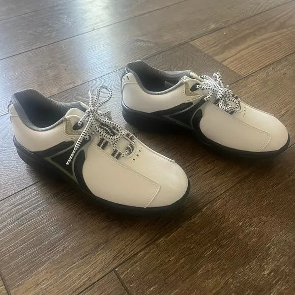 Foot Joy Youth Junior GJ Golf Shoes Black White Leather Like New Size 4 M