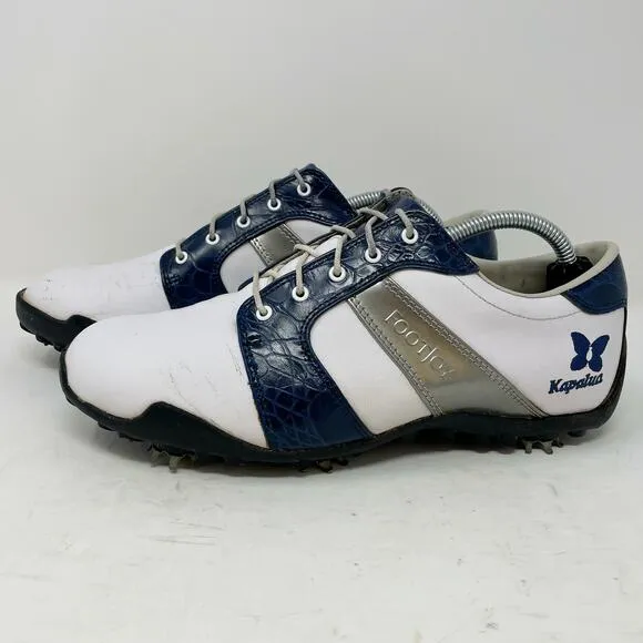 FootJoy Kapalua Hawaii LoPro Golf Shoes Womens 8 White Silver Blue