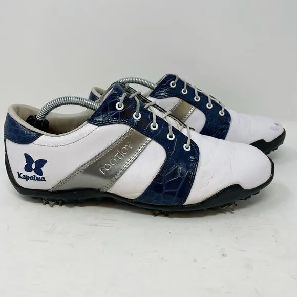 FootJoy Kapalua Hawaii LoPro Golf Shoes Womens 8 White Silver Blue