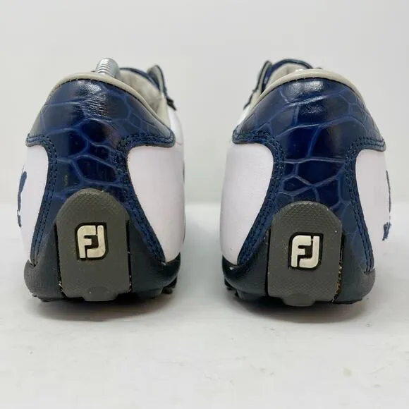 FootJoy Kapalua Hawaii LoPro Golf Shoes Womens 8 White Silver Blue