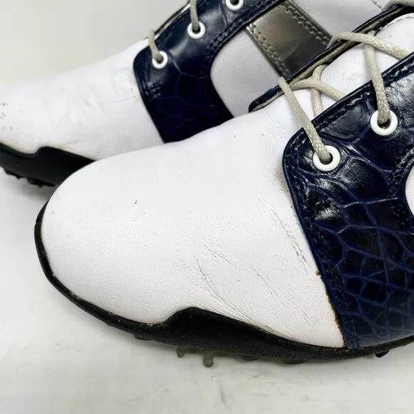FootJoy Kapalua Hawaii LoPro Golf Shoes Womens 8 White Silver Blue