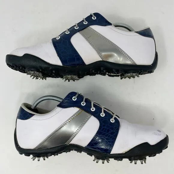 FootJoy Kapalua Hawaii LoPro Golf Shoes Womens 8 White Silver Blue