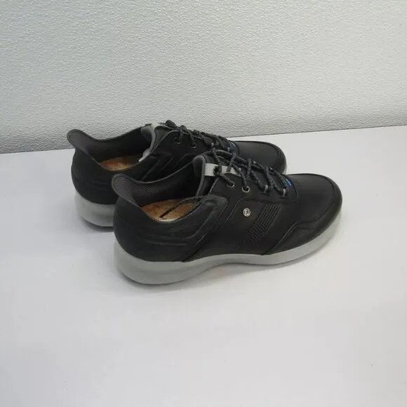 FootJoy Men's Tour Rival Golf Sneakers Black Leather SoftSpikes Lace - Up Size 9