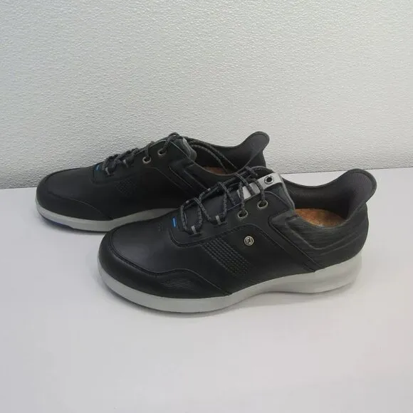 FootJoy Men's Tour Rival Golf Sneakers Black Leather SoftSpikes Lace - Up Size 9