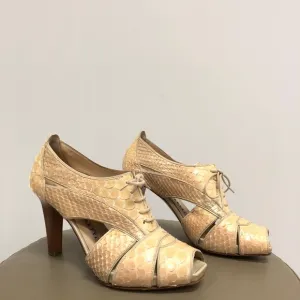 FRATELLI ROSSETTI RARE PYTHON SKIN LACE UP BOOTIE HEELS RETAIL $700