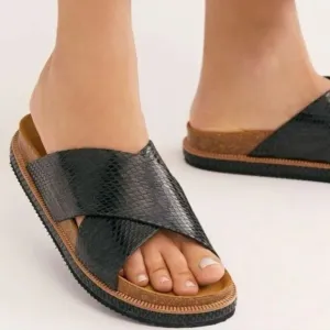 Free People Womens Sidelines slide Crisscross Sandals shoes sz 41/9.5-10