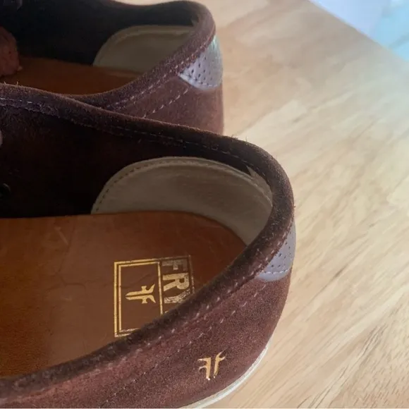 Frye Chambers Mens Low Top Suede Sneakers Brown Leather Cap-Toe Lace Up Size 11