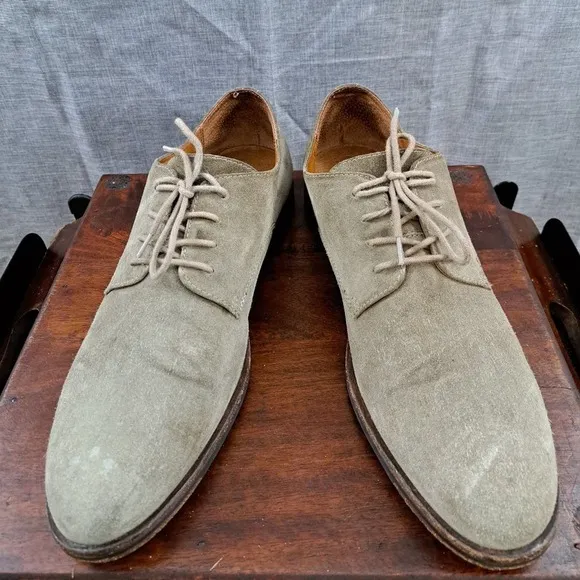 FRYE Mens Size 13 Green Suede Cap Toe Oxford Lace Up Shoes