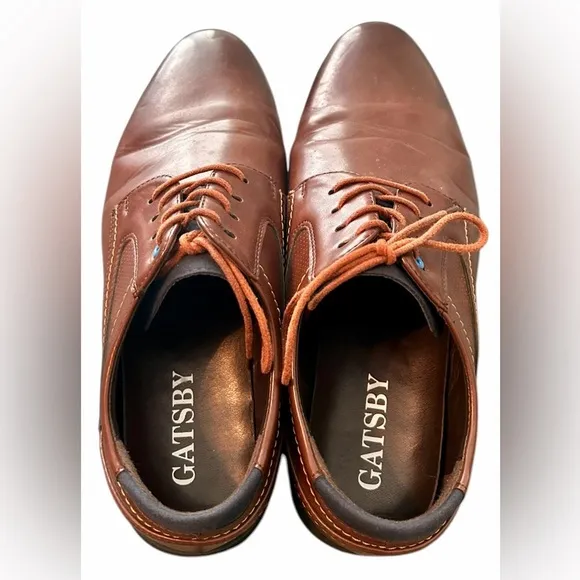GATSBY Dress Shoes Lisse Oxford Orthopedic Leather Brown Mens Size 9 US