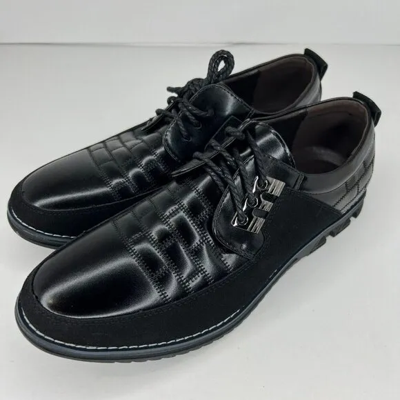 Gatsby Mens 898 Black Oxford Derby Orthopedic Lace Up Size 11 Leather Shoes