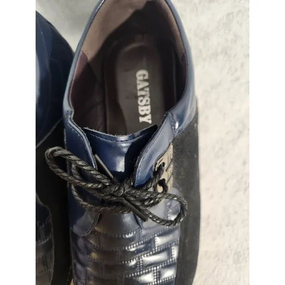 Gatsby Men's Oxford Derby Orthopedic Leather Shoes Size 10 Blue