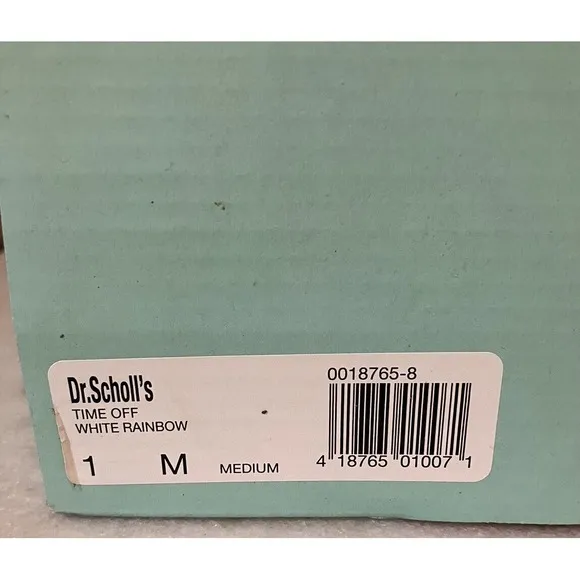 Girl /youth Size 1 Tennis Shoe Dr. Scholl's Time Off Sneaker White, Rainbow. NEW