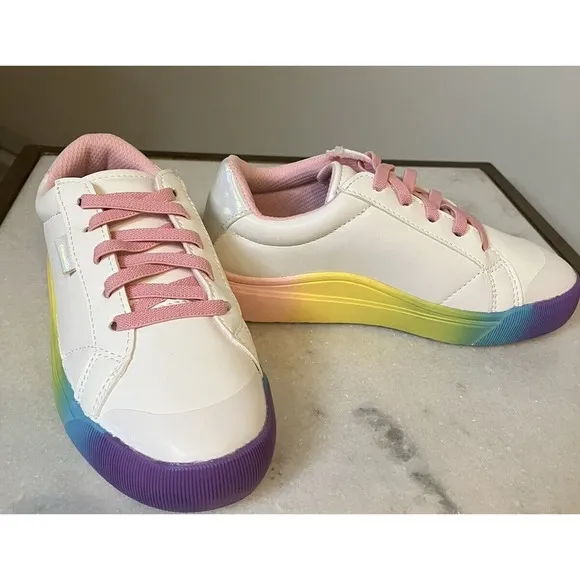 Girl /youth Size 1 Tennis Shoe Dr. Scholl's Time Off Sneaker White, Rainbow. NEW