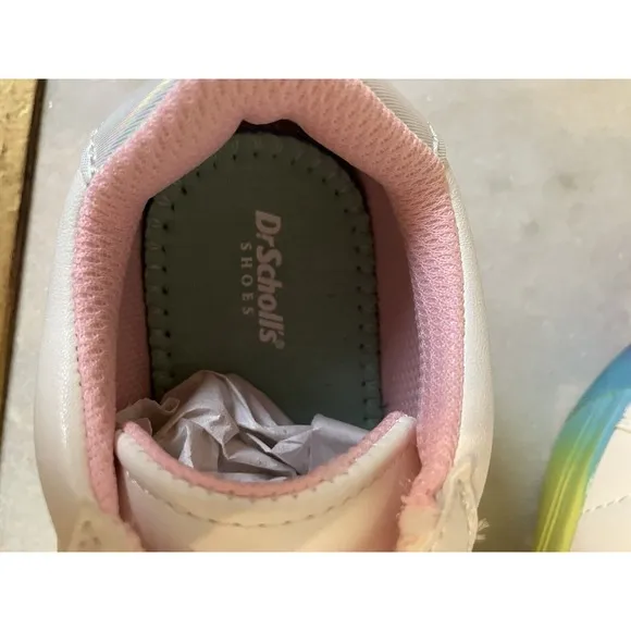 Girl's Sneakers 13 Dr. Scholl's Time Off Tennis Shoes White,Rainbow.