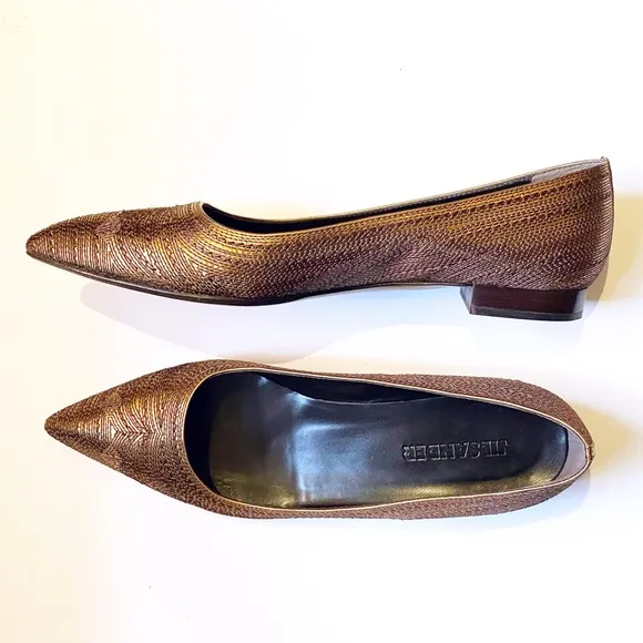 Gold pumps, Jill Sander, 9.5 from 90’s. woven leather. Absolutely gorgeous!