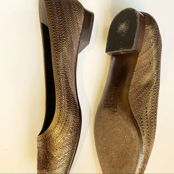 Gold pumps, Jill Sander, 9.5 from 90’s. woven leather. Absolutely gorgeous!
