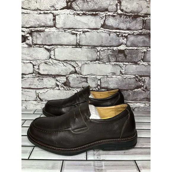Gravity Defyer Ludvig Brown Leather Slip On Loafers Shoes Men’s Sz 8M US/41EU