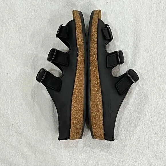 Haflinger Black Leather Buckle Strap Sandals 39