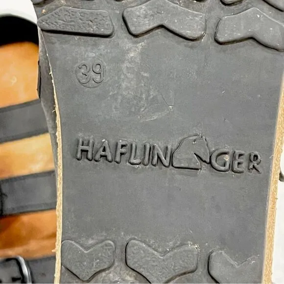 Haflinger Black Leather Buckle Strap Sandals 39